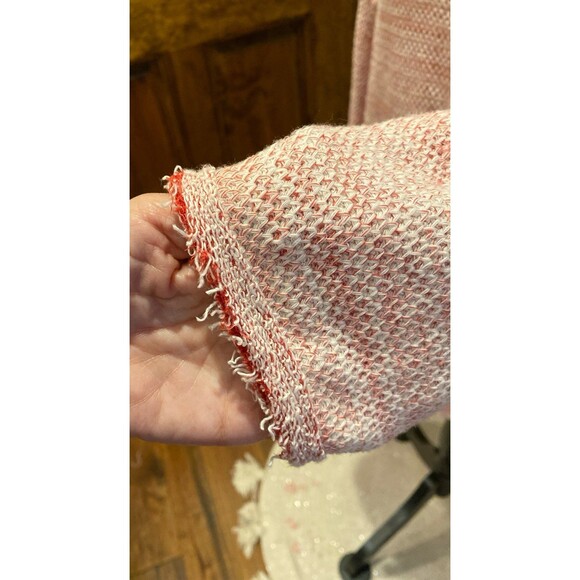 Halogen Red & White Womens Jacket Stylish Distressed with Frayed Edging Sz Large - Picture 8 of 12